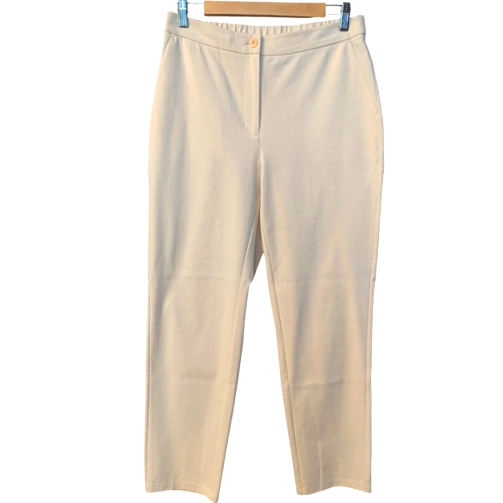 EILEEN FISHER Organic Cotton Blend Knit Pants Medium Cream - Picture 2 of 9